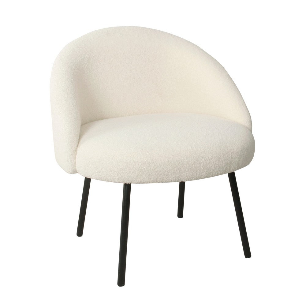 Kila Accent Chair, Soft Cream Sherpa Fabric, Ebony Black Metal Legs
