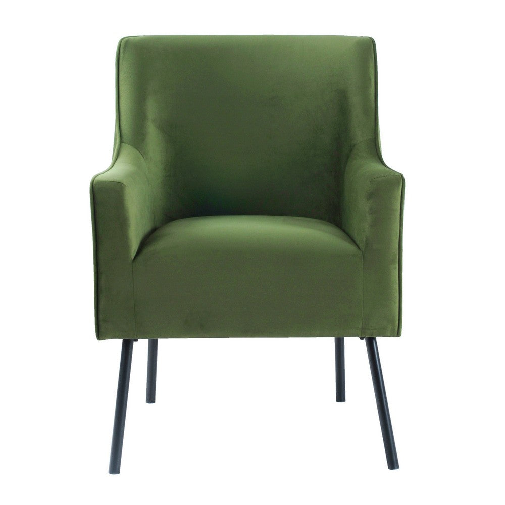 Sune Accent Chair, Soft Dark Green Velvet and Matte Black Metal Legs
