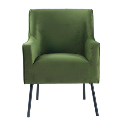 Sune Accent Chair, Soft Dark Green Velvet and Matte Black Metal Legs