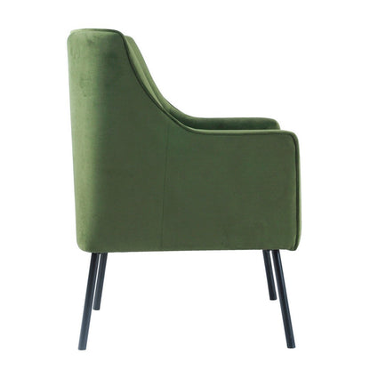 Sune Accent Chair, Soft Dark Green Velvet and Matte Black Metal Legs