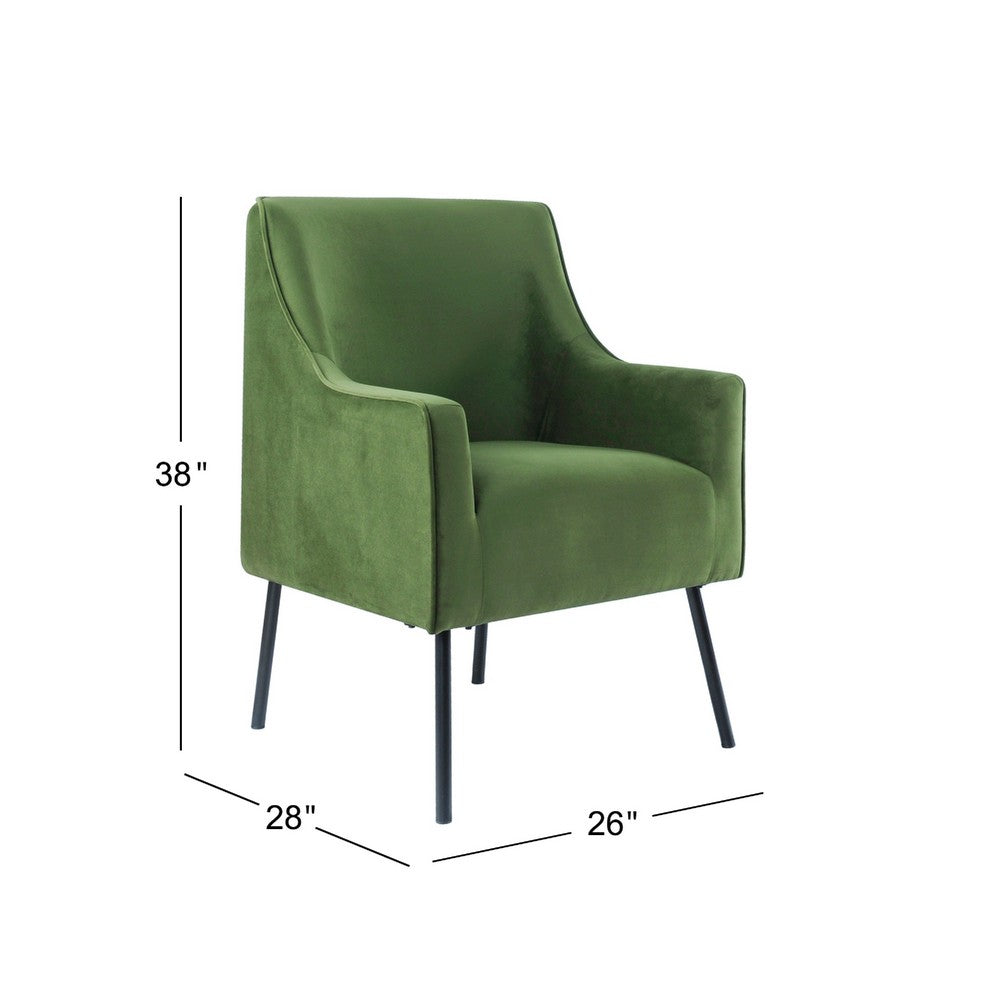 Sune Accent Chair, Soft Dark Green Velvet and Matte Black Metal Legs