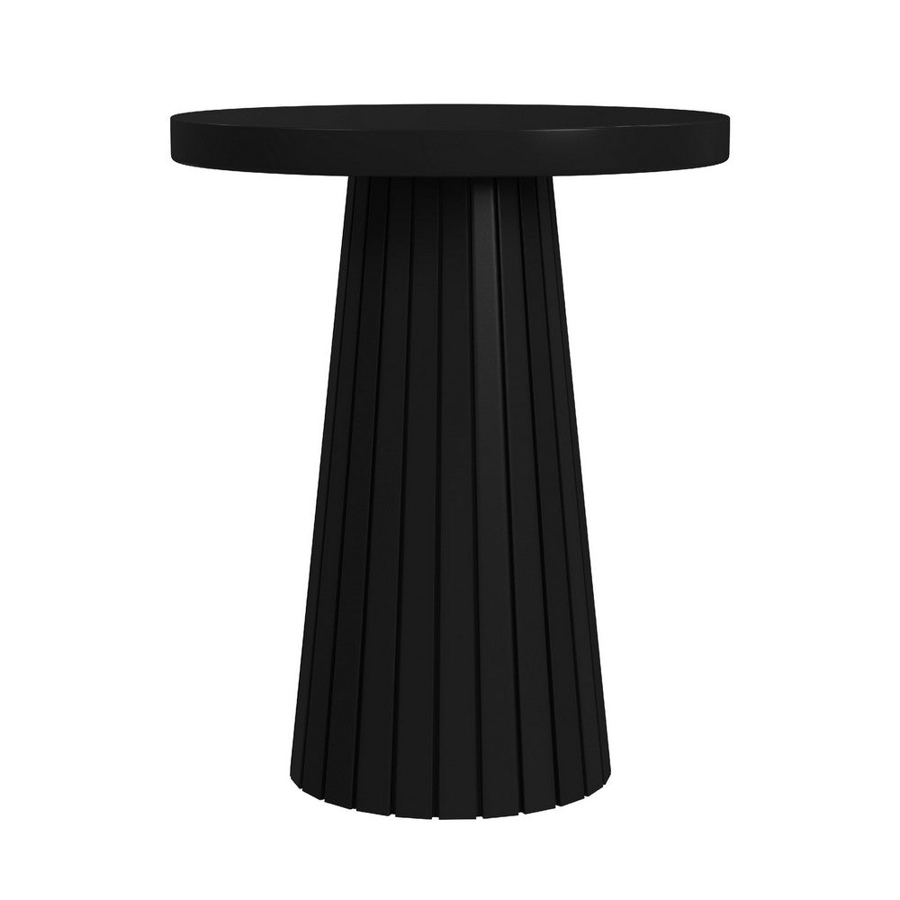 Waka Side Table, 18 Inch, Black Mango Wood Top, Minimalistic Design
