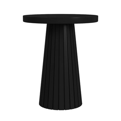 Waka Side Table, 18 Inch, Black Mango Wood Top, Minimalistic Design