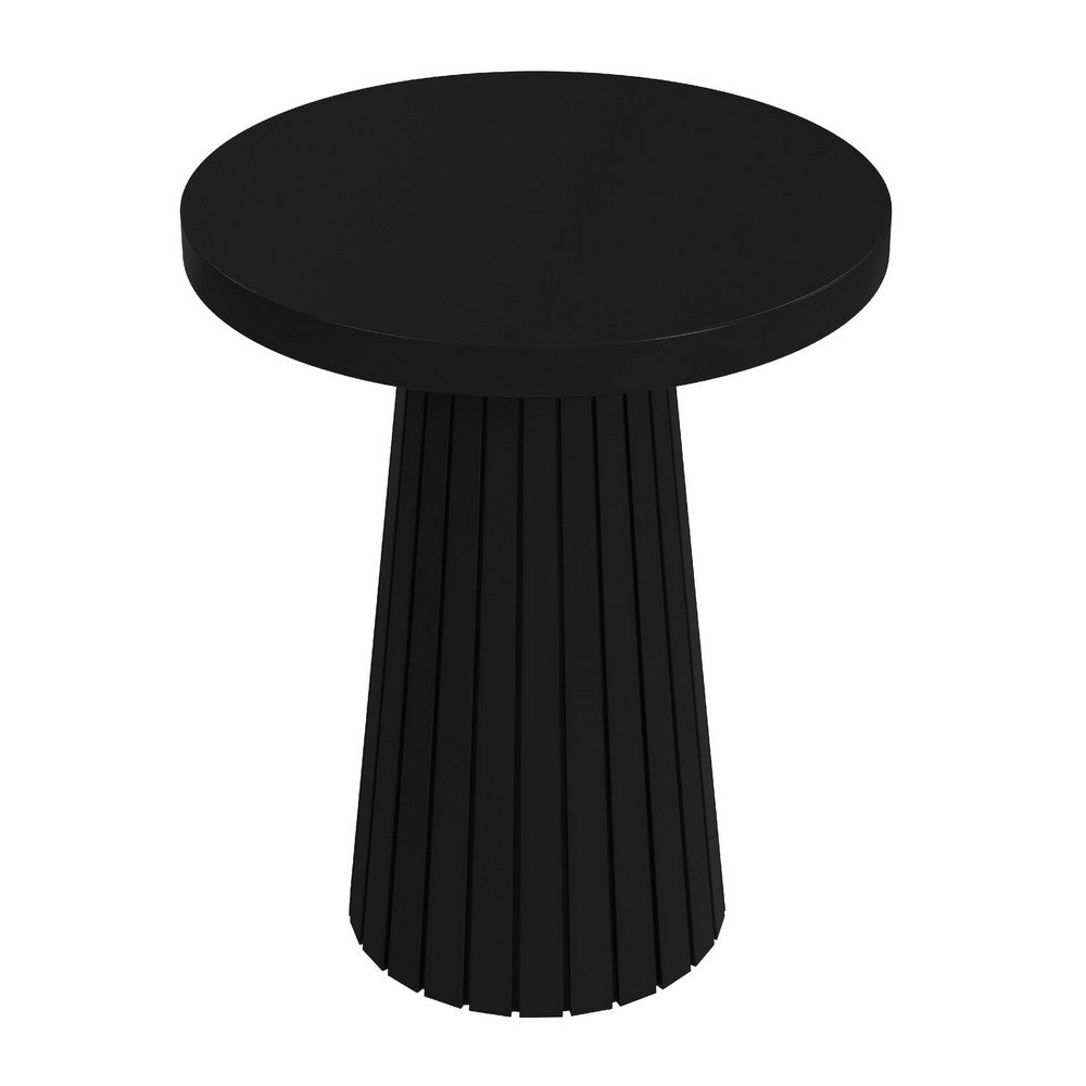 Waka Side Table, 18 Inch, Black Mango Wood Top, Minimalistic Design