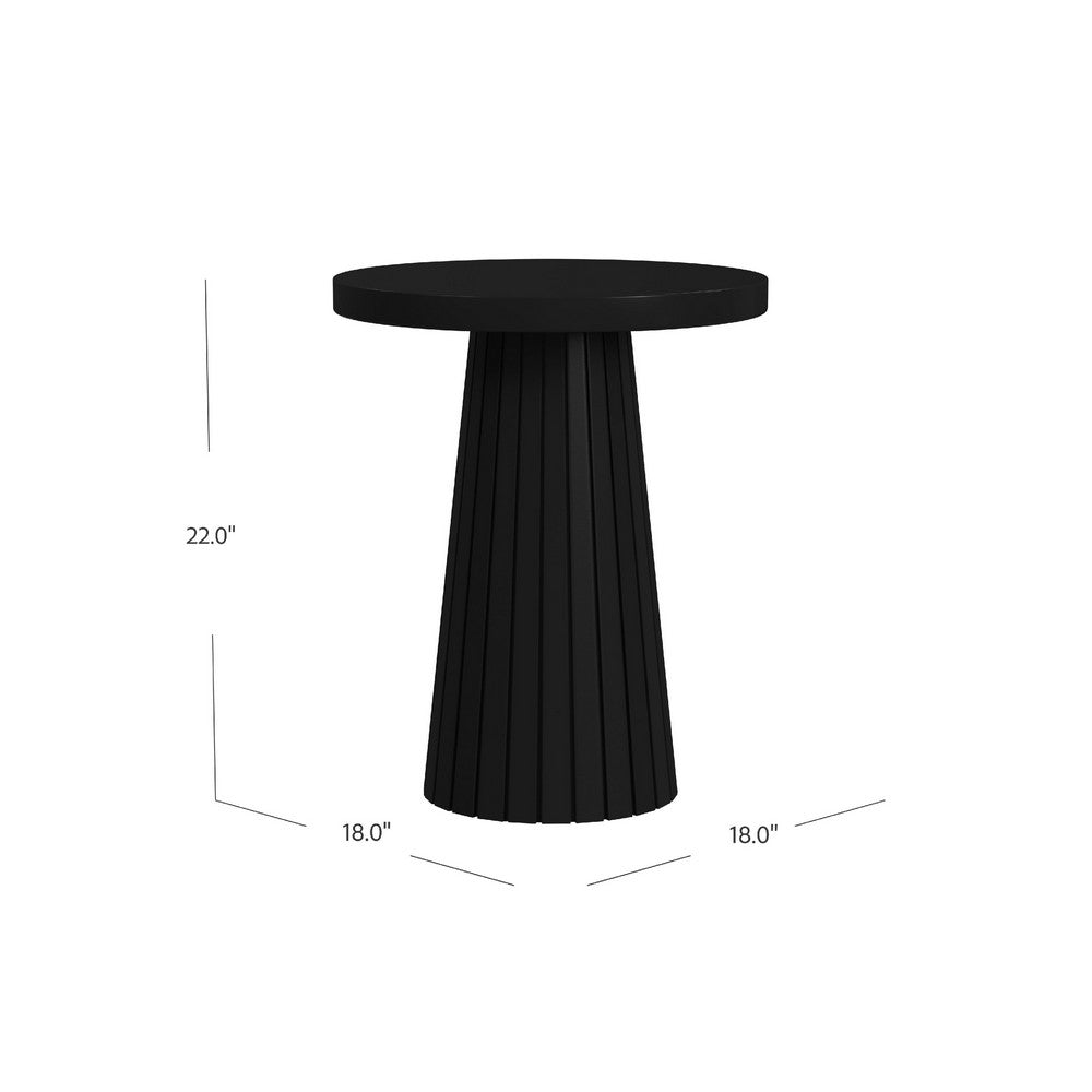 Waka Side Table, 18 Inch, Black Mango Wood Top, Minimalistic Design