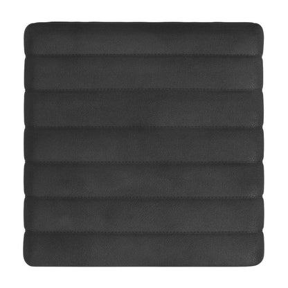 Ada Footstool Ottoman, Channel Tufted Black Faux Leather, 19 Inch