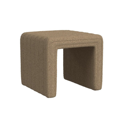 Ada Footstool Ottoman, Channel Tufted Brown Faux Leather, 19 Inch