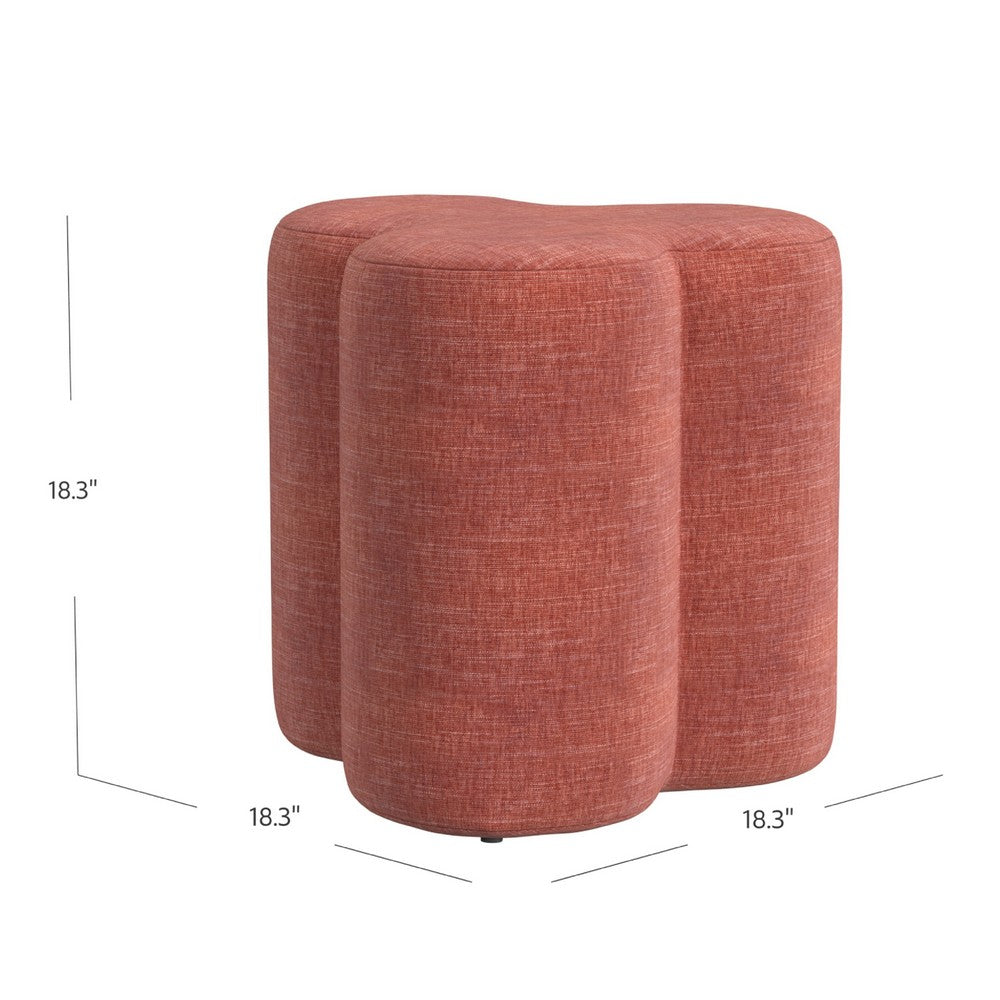 Ace Accent Ottoman with Fun Clover Shape, Pink Chenille, 18 Inch