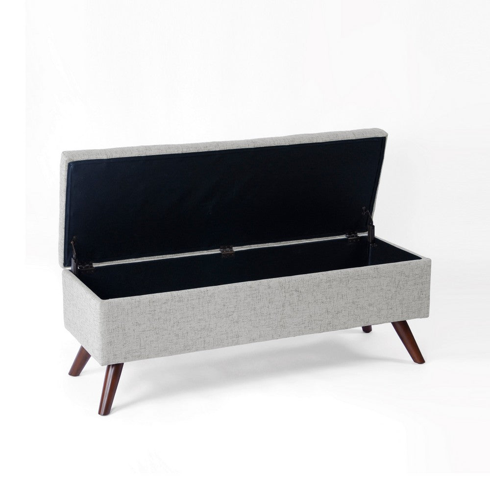 Eva Storage Bench Ottoman, Cloud Gray Woven Polyester, Brown, 48 Inch