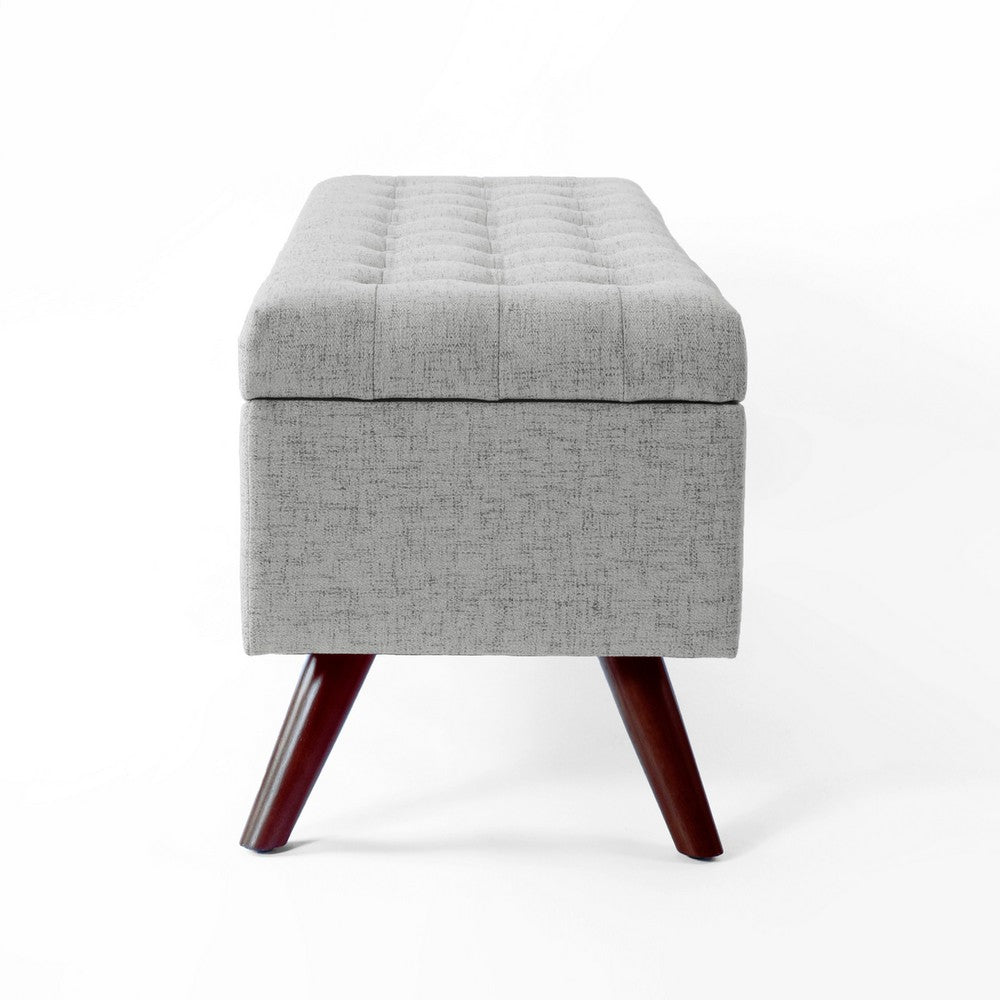 Eva Storage Bench Ottoman, Cloud Gray Woven Polyester, Brown, 48 Inch