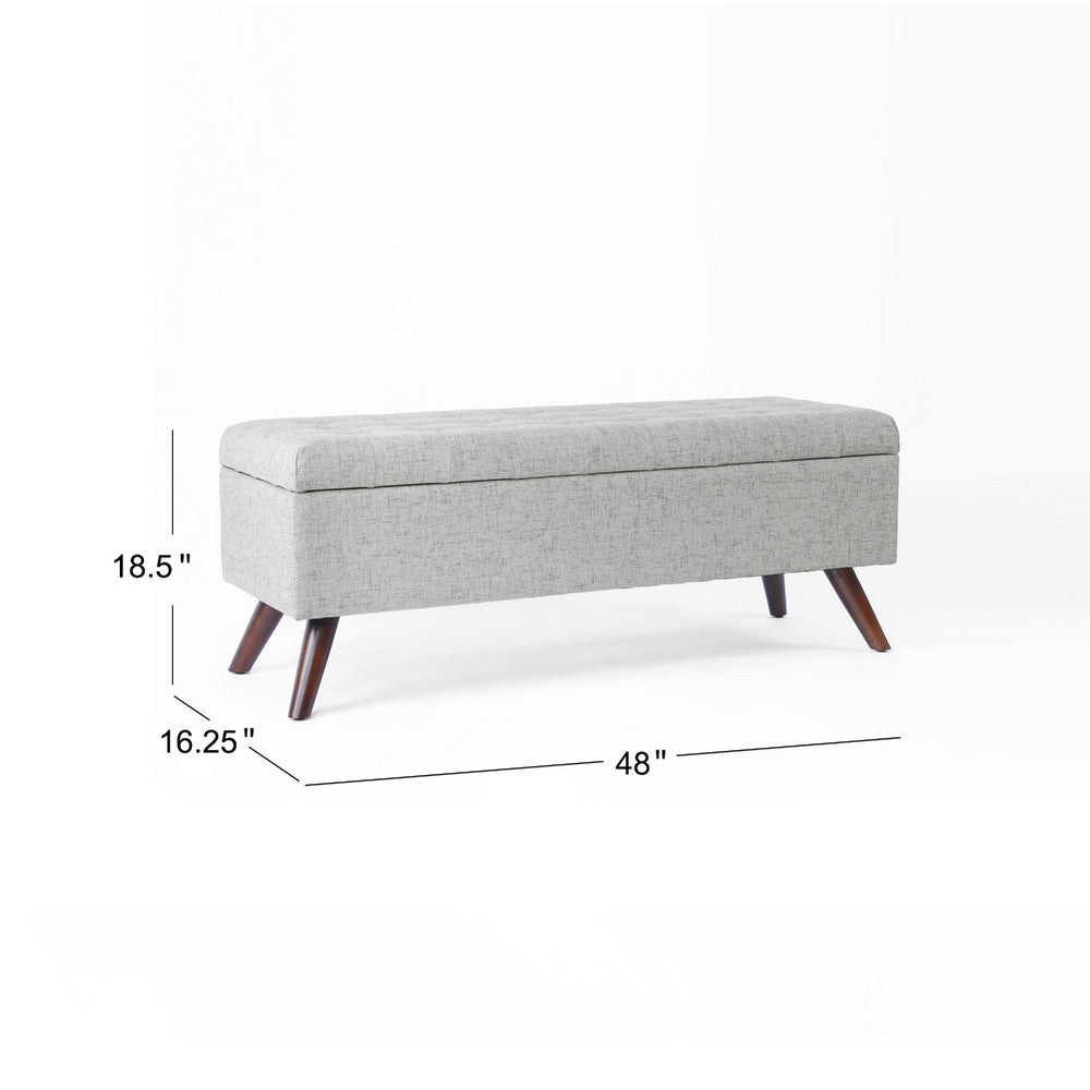 Eva Storage Bench Ottoman, Cloud Gray Woven Polyester, Brown, 48 Inch