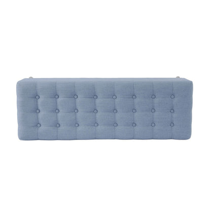 Eva Storage Bench Ottoman, French Blue Woven Polyester, Brown, 48 Inch
