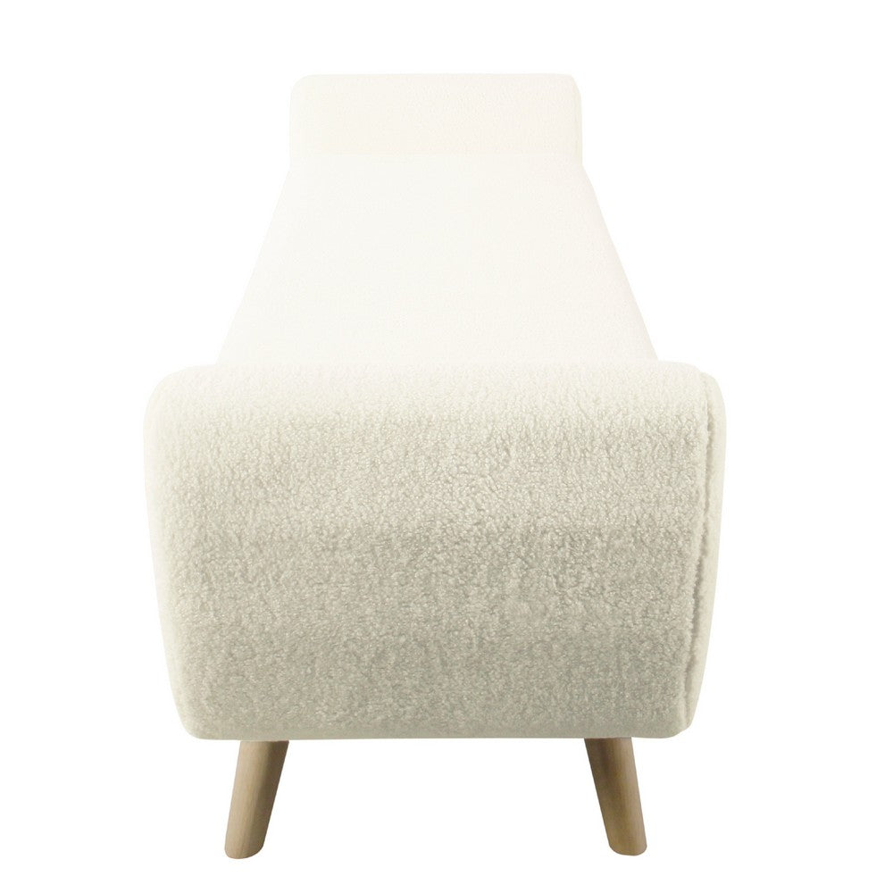 Rae Storage Bench Ottoman with Arms, Cream Sherpa, Brown, 60 Inch