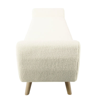 Rae Storage Bench Ottoman with Arms, Cream Sherpa, Brown, 60 Inch