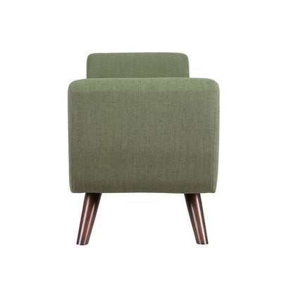 Rae Storage Bench Ottoman with Arms, Olive Green Woven Fabric, 60 Inch