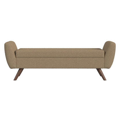 Rae Storage Bench Ottoman with Arms, Light Brown Boucle, 60 Inch