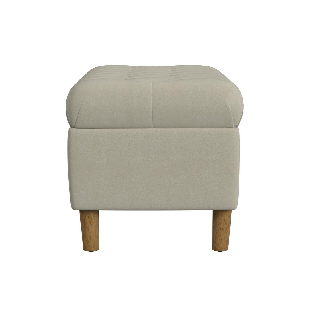 Sol Storage Bench Ottoman, Tan Beige Velvet, Brown, 40 Inch