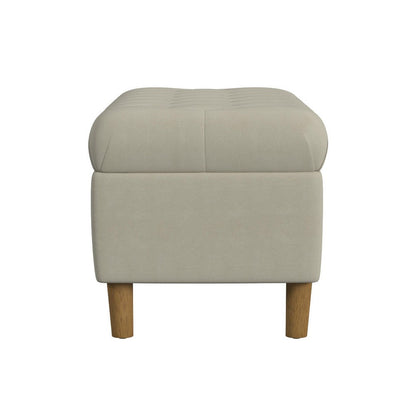 Sol Storage Bench Ottoman, Tan Beige Velvet, Brown, 40 Inch