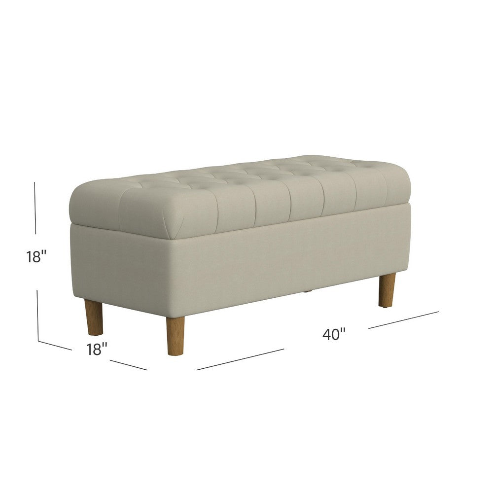 Sol Storage Bench Ottoman, Tan Beige Velvet, Brown, 40 Inch