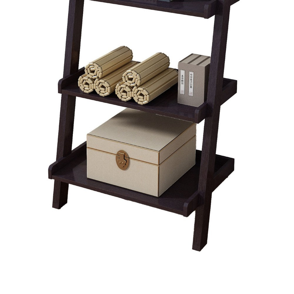 Accent Ladder Bookcase with 5 Shelves, 72 Inch, Red Cocoa Brown