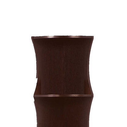 Corner Bookcase, 5 Storage Shelves, 77 Inch Tall, Red Cocoa Brown