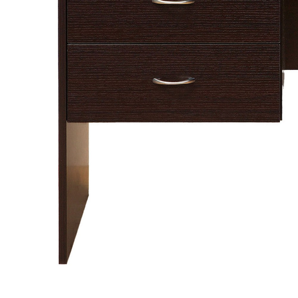 Sial Laptop Desk, 4 Drawers, 40 Inch, Red Cocoa Brown Composite Board