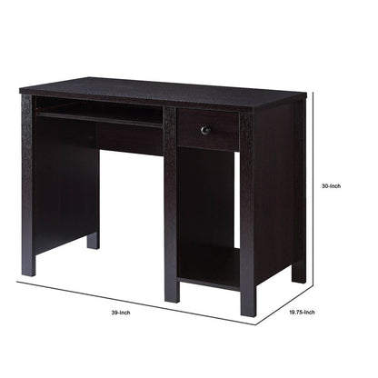 Akol Computer Desk, Keyboard Drawer and Storage, 39 Inch, Black