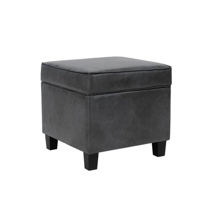 Pyp Square Storage Ottoman, 18 Inch Rich Dark Brown Faux Leather