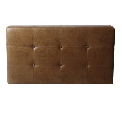 Coffee Table Ottoman, Brown Wood and Tufted Faux Leather, 46 Inch