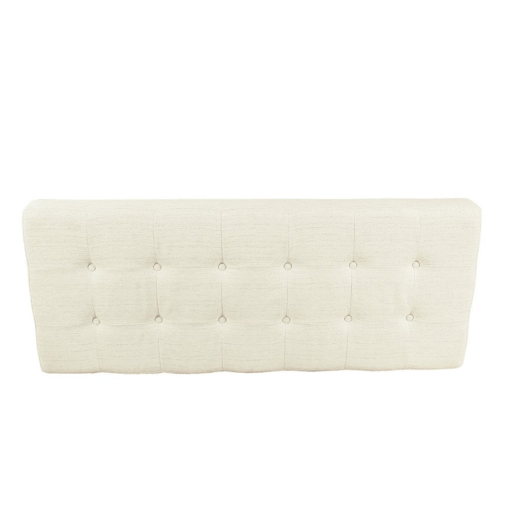 Alp Bench, Black Open Metal Frame, Cream Woven Tufted Fabric 54 Inch