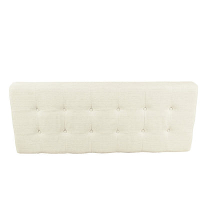 Alp Bench, Black Open Metal Frame, Cream Woven Tufted Fabric 54 Inch