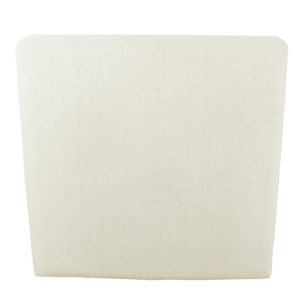 Dan Square Coffee Table Ottoman, Brown Wood, Cream Polyester 36 Inch