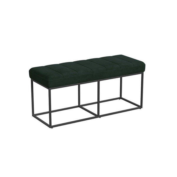 Kai Bench, Open Metal Frame, Green Channel Stitched Faux Suede 43 Inch