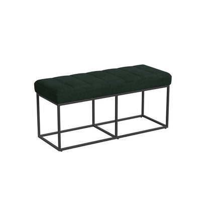 Kai Bench, Open Metal Frame, Green Channel Stitched Faux Suede 43 Inch