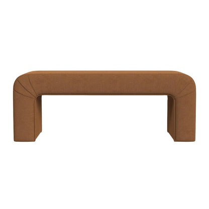 Gus Bench, Curved Arch Design, Orange Channel Tufted Velvet 48 Inch