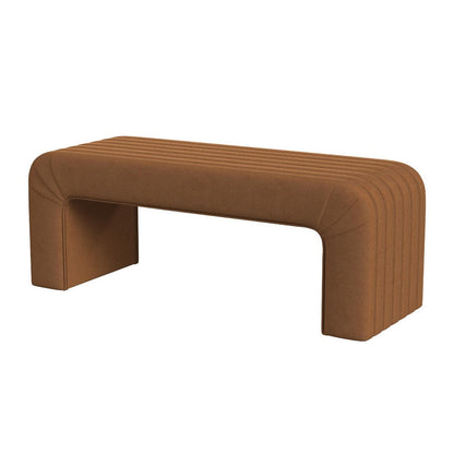 Gus Bench, Curved Arch Design, Orange Channel Tufted Velvet 48 Inch