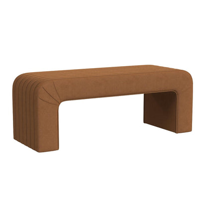 Gus Bench, Curved Arch Design, Orange Channel Tufted Velvet 48 Inch