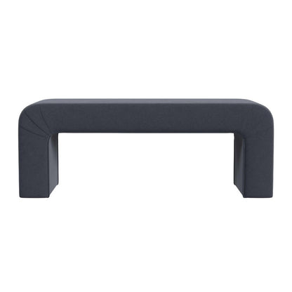 Gus Bench, Curved Arch Design, Blue Channel Tufted Velvet 48 Inch