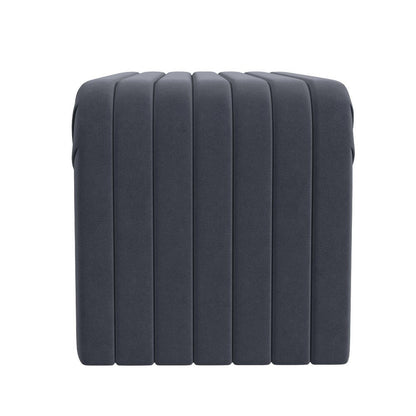 Gus Bench, Curved Arch Design, Blue Channel Tufted Velvet 48 Inch