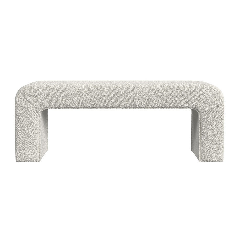 Gus Bench, Curved Arch Design, Cream Channel Tufted Velvet 48 Inch