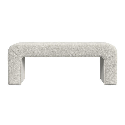 Gus Bench, Curved Arch Design, Cream Channel Tufted Velvet 48 Inch