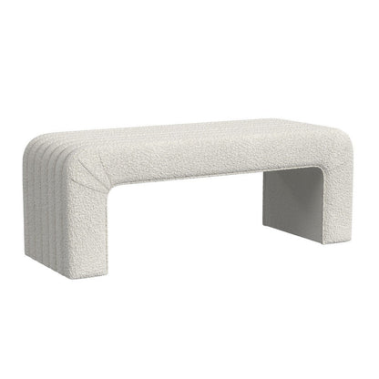Gus Bench, Curved Arch Design, Cream Channel Tufted Velvet 48 Inch