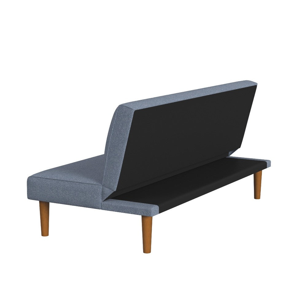 Ian Convertible Futon Sofa Bed, Adjustable Recliner, Blue Woven Fabric