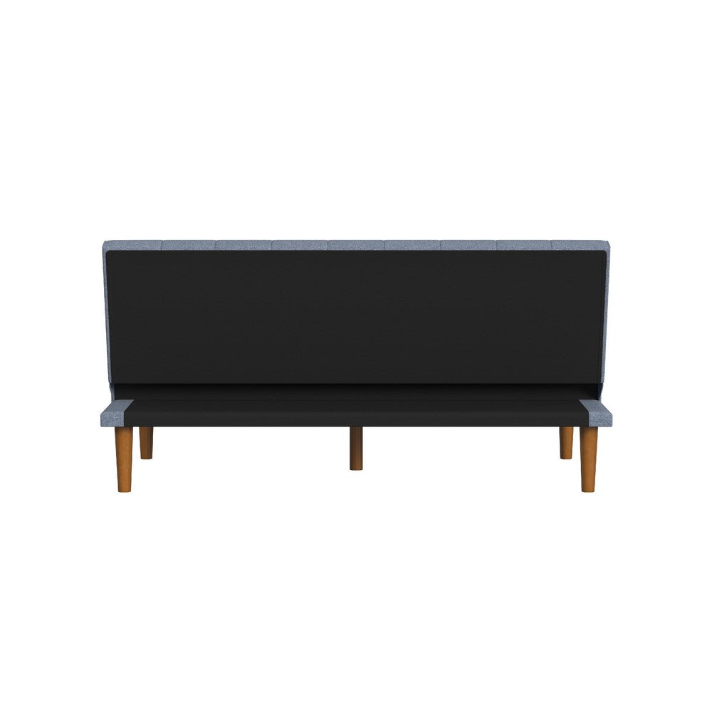 Ian Convertible Futon Sofa Bed, Adjustable Recliner, Blue Woven Fabric