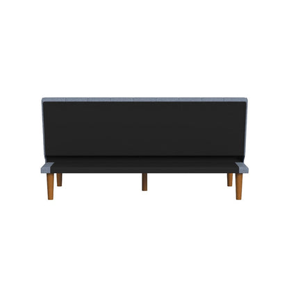 Ian Convertible Futon Sofa Bed, Adjustable Recliner, Blue Woven Fabric