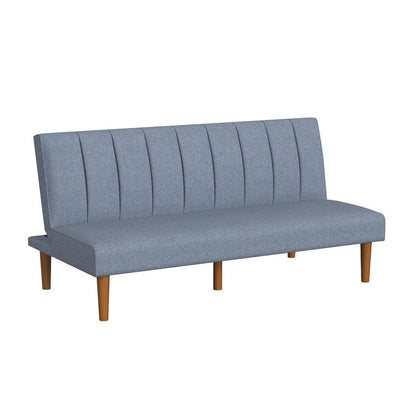 Ian Convertible Futon Sofa Bed, Adjustable Recliner, Blue Woven Fabric