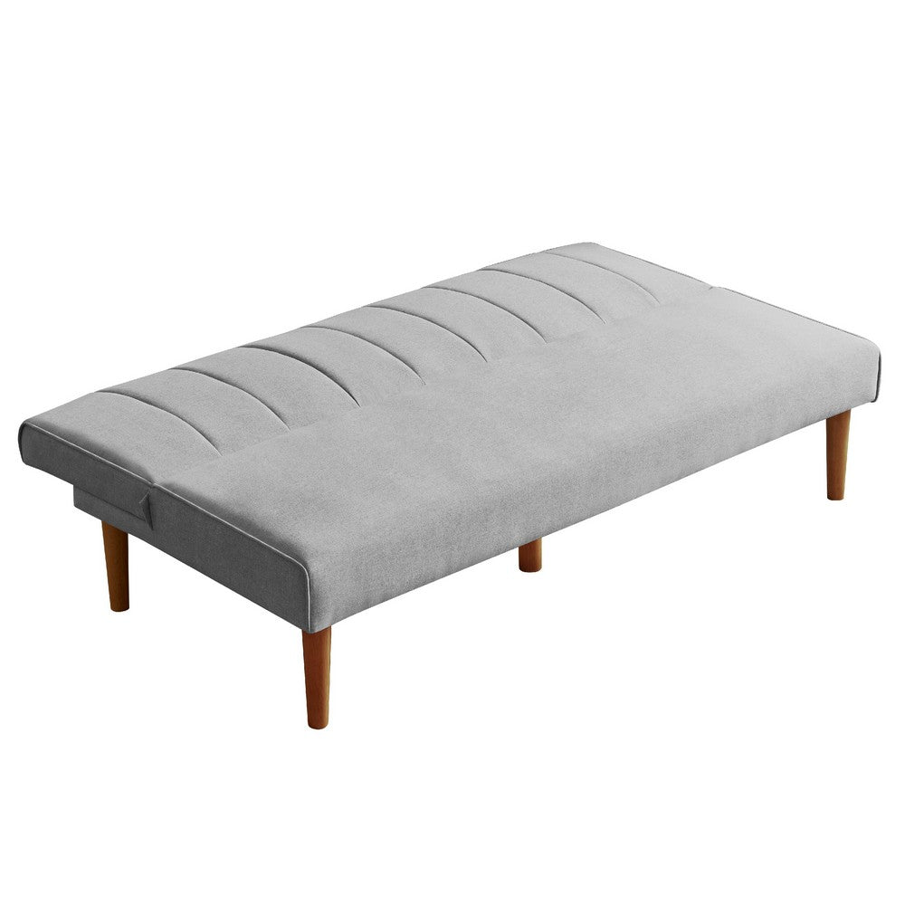 Ian Convertible Futon Sofa Bed, Adjustable Recliner, Gray Woven Fabric