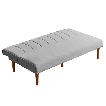 Ian Convertible Futon Sofa Bed, Adjustable Recliner, Gray Woven Fabric