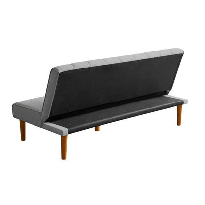 Ian Convertible Futon Sofa Bed, Adjustable Recliner, Gray Woven Fabric