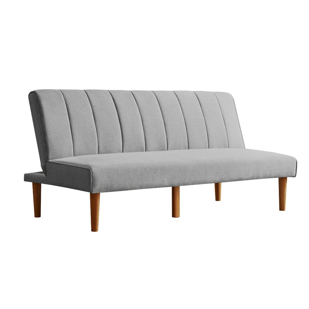 Ian Convertible Futon Sofa Bed, Adjustable Recliner, Gray Woven Fabric